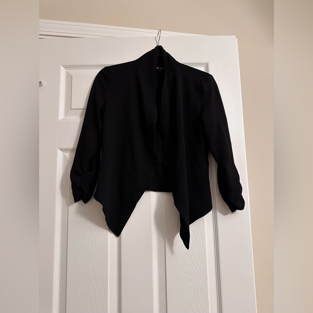 Michel Black Blazer Shawl Size M 3/4 Sleeves & Very Stretchy Size S - Picture 1 of 3
